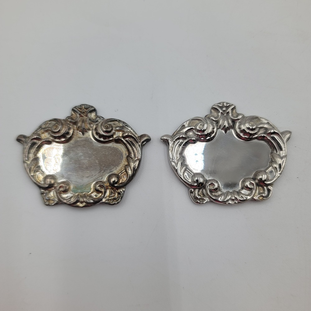 Godinger Silver Plated Place Card Holders Ornate Luggage Tag Dollhouse Tray